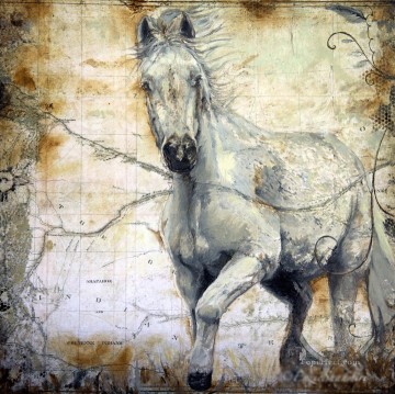 馬は草原を越えてささやきます 2 Oil Paintings